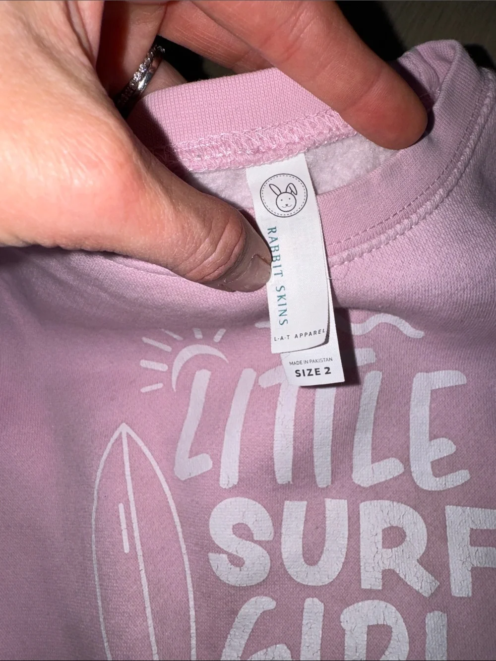 Rabbit Skins Pink Little Surf Girl Crew Sweatshirt